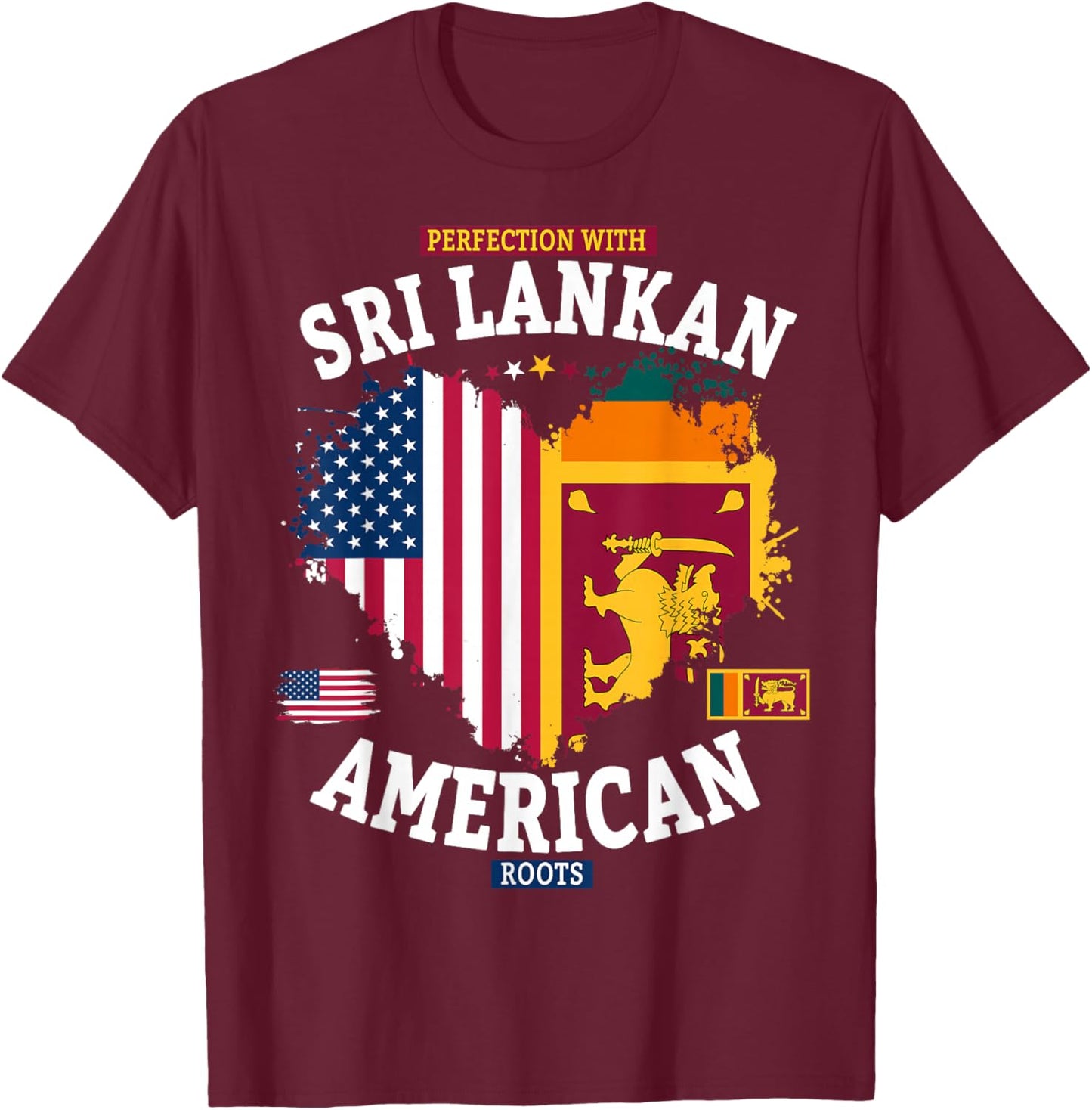 Sri Lanka American Flag Costume Idea for Kids & Sri Lankan T-Shirt - T-Shirt | Maroon
