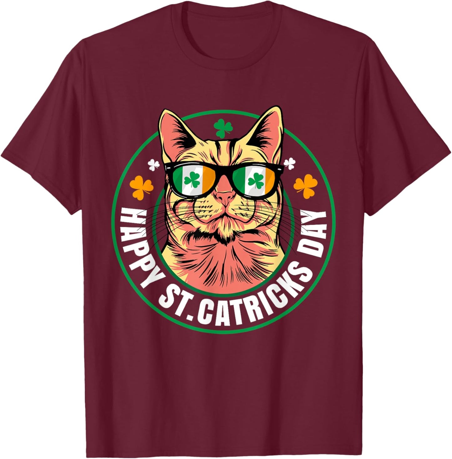 Funny St. Patricks Day Catricks Irish Cat Lover Women Girls T-Shirt - T-Shirt | Maroon