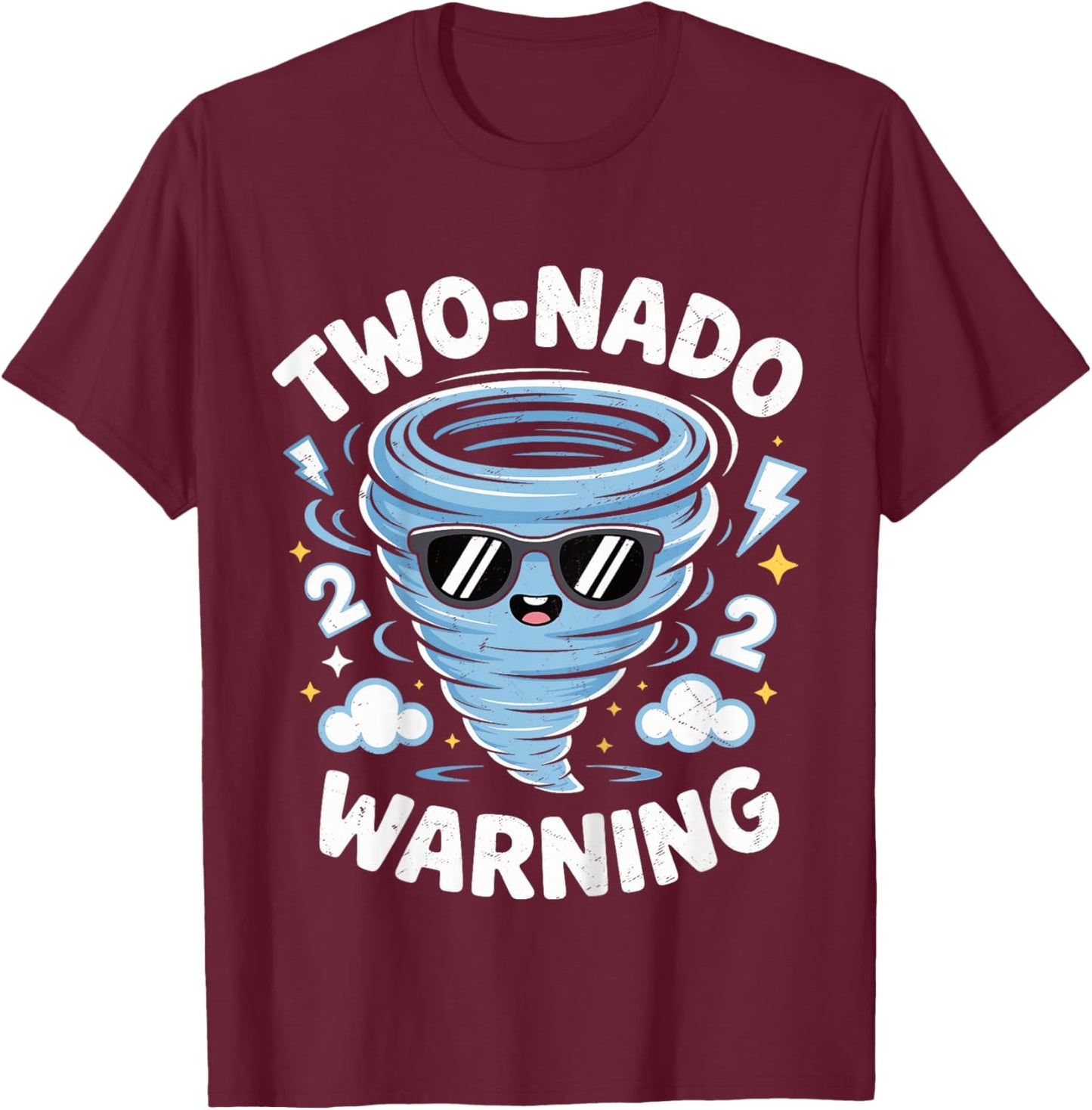 Two Nado Warning Tornado 2nd Birthday 2 Year Old Boys Kids T-Shirt - T-Shirt | Maroon