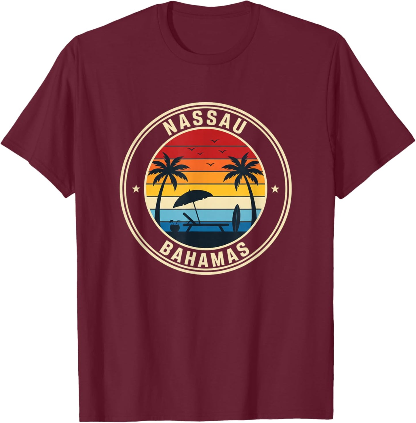 Nassau Bahamas Sunset Beach Vacation Travel Souvenir T-Shirt - T-Shirt | Maroon