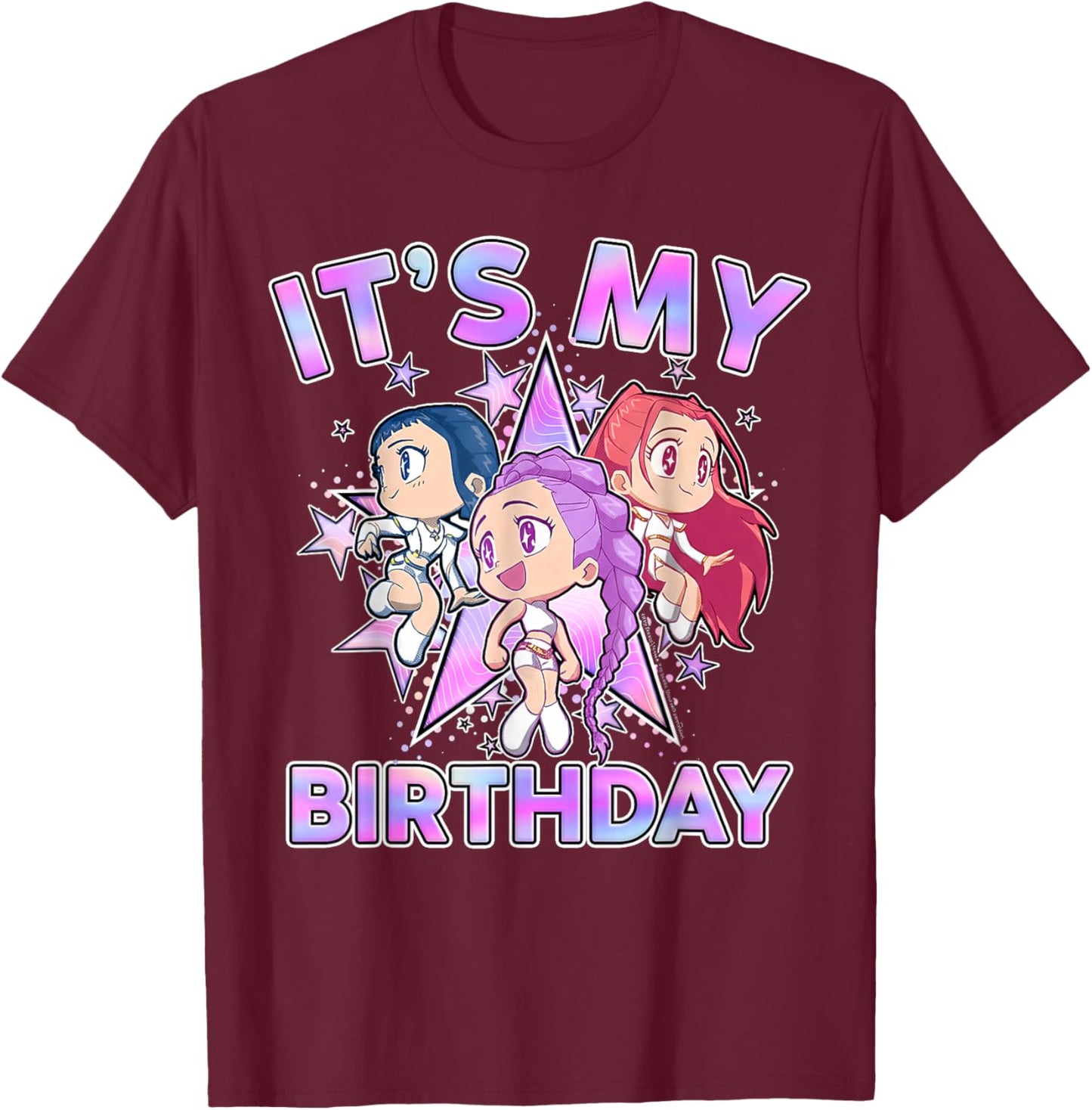 It's My Birthday Cute Chibi Matching Birthday Girl Party T-Shirt - T-Shirt | Maroon
