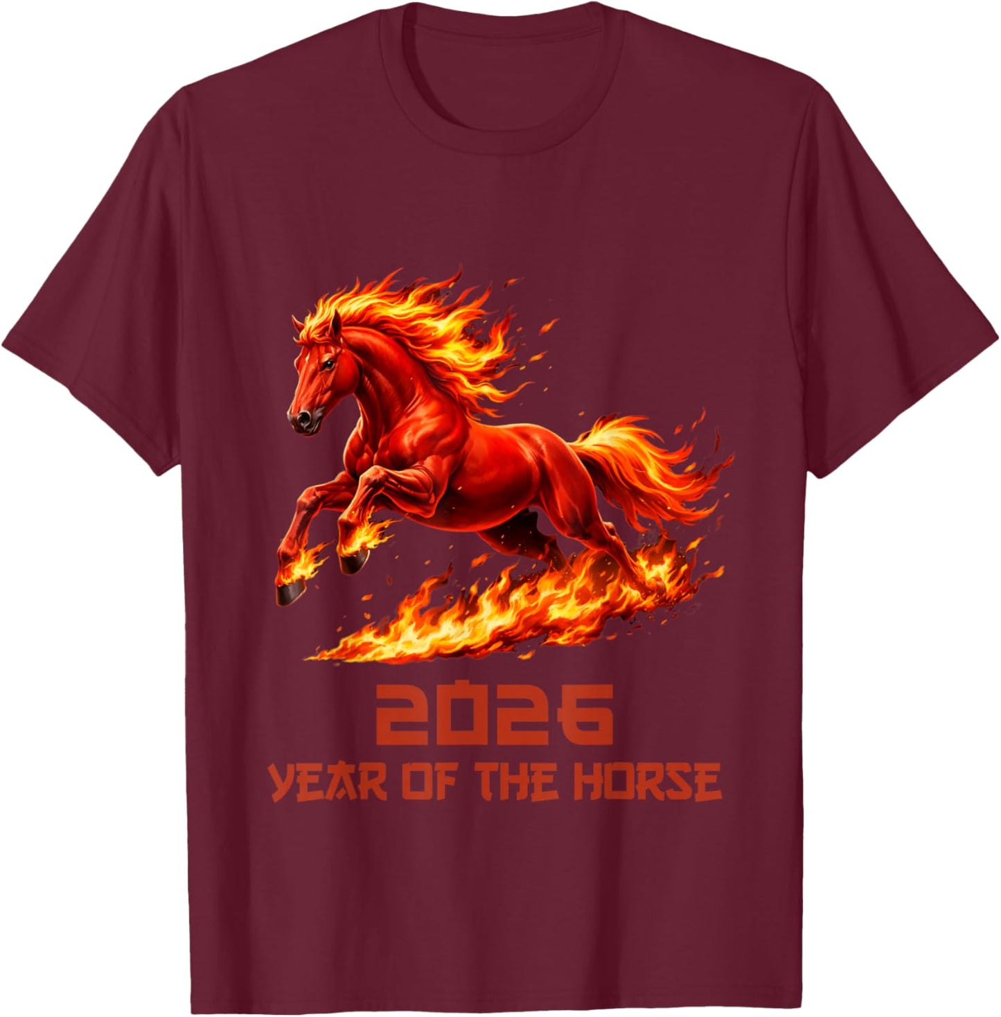 Horse Chinese Zodiac Lunar New Year 2026 T-Shirt - T-Shirt | Maroon