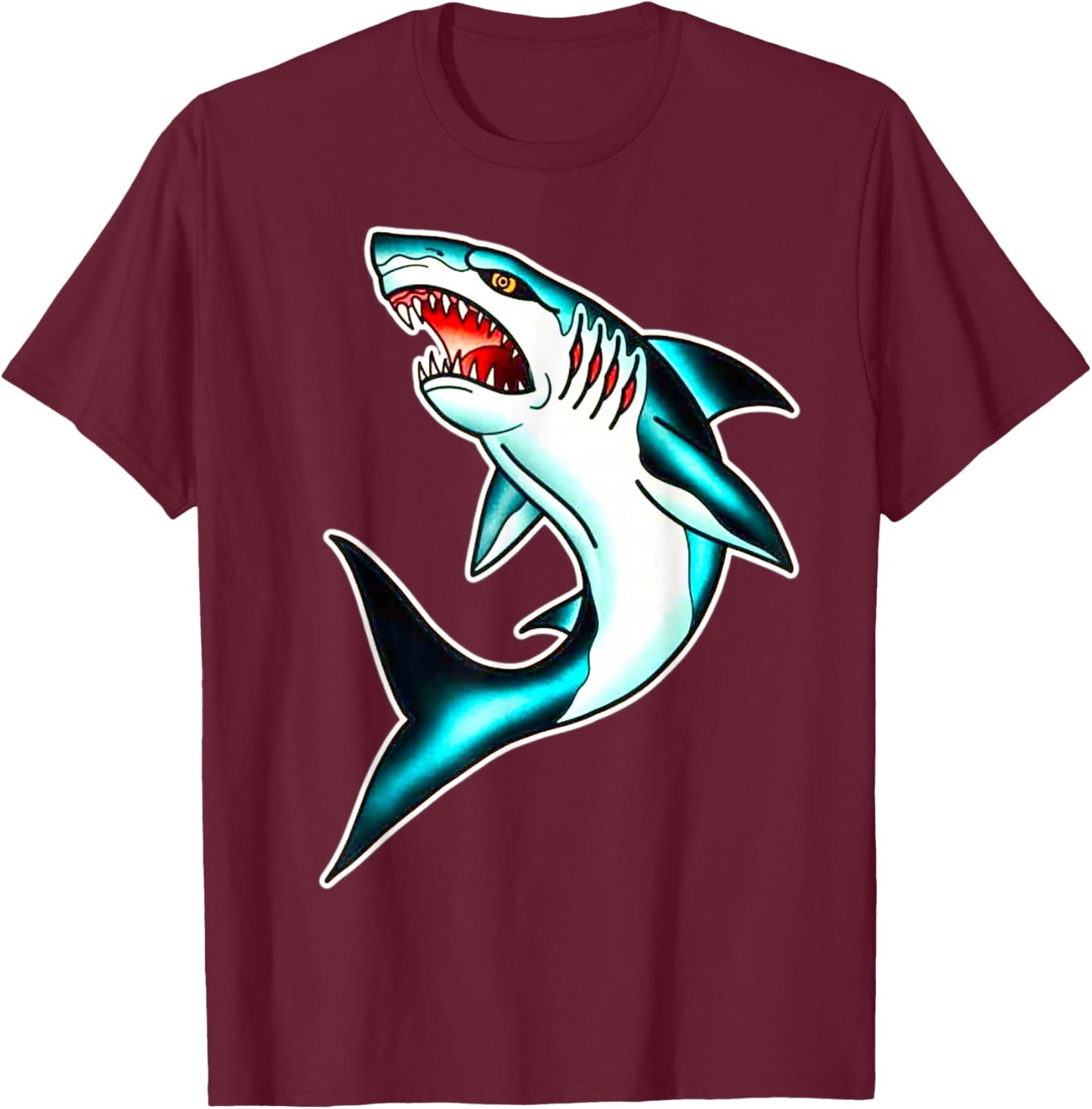 Great White Shark T-Shirt - T-Shirt | Maroon