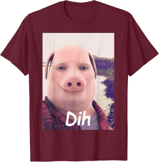 Dih John Pork Meme Funny Brainrot Fih Calling Inapproriate T-Shirt - T-Shirt | Maroon