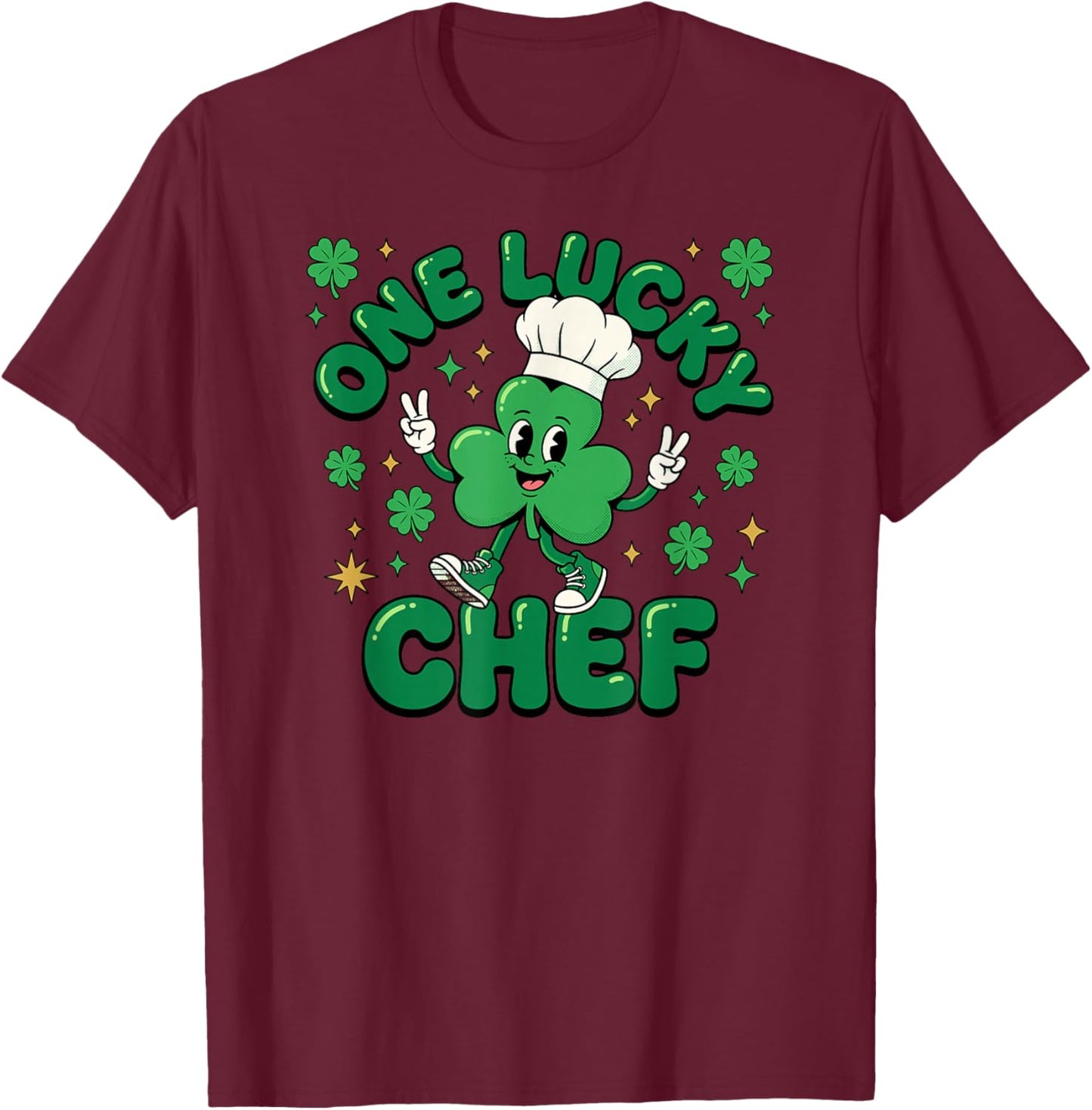 Chef St Patricks Day One Lucky Chef T-Shirt - T-Shirt | Maroon