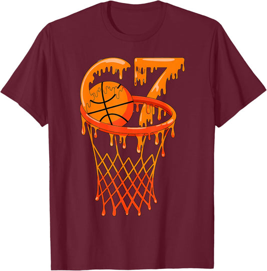 Alpha Slang Kids 67 Basketball Ice Cream Drip Six Seven T-Shirt - T-Shirt | Maroon