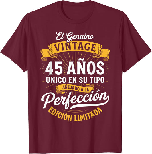 Vintage 45th Birthday Men Funny 45 Birthday Spanish T-Shirt - T-Shirt | Maroon