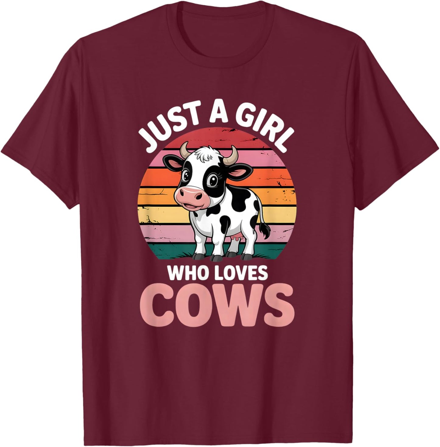 Girls Cow T-Shirt - T-Shirt | Maroon