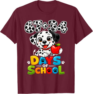 67 34 Days of School Dog 101 Days of School 100th Days Boys T-Shirt - T-Shirt | Maroon
