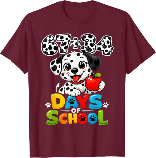67 34 Days of School Dog 101 Days of School 100th Days Boys T-Shirt - T-Shirt | Maroon