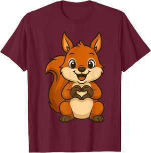 Squirrel Doing Heart with Hands Valentines Day T-Shirt - T-Shirt | Maroon