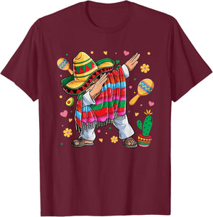 Mexican Boy Dabbing Poncho Cinco de Mayo Shirts Boys T-Shirt - T-Shirt | Maroon