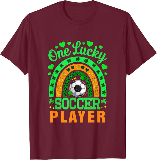 One Lucky Patrick's Day Soccer Player Matching Parties T-Shirt - T-Shirt | Maroon