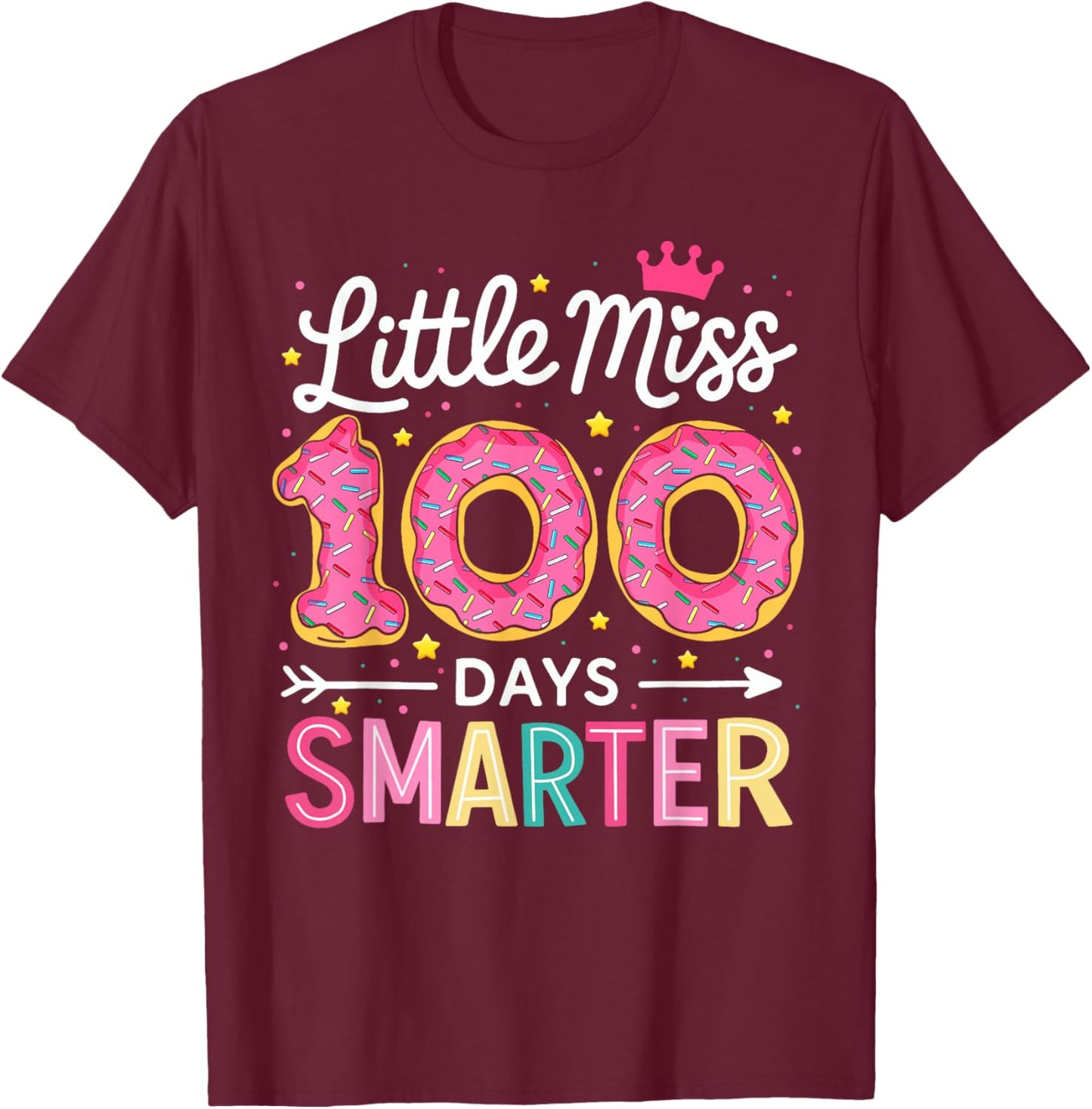 100 Days Smarter 100 Days of School Girls 100th Day Kids T-Shirt - T-Shirt | Maroon