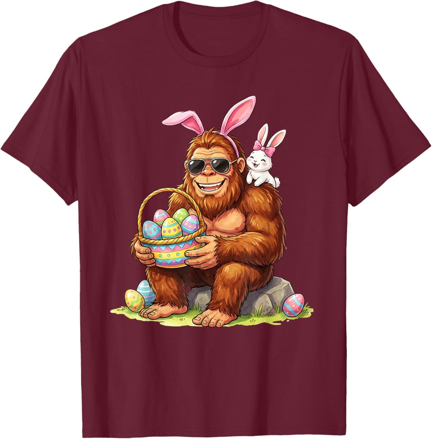 Easter Funny Sasquatch Bunny Easter for Boy Women T-Shirt - T-Shirt | Maroon