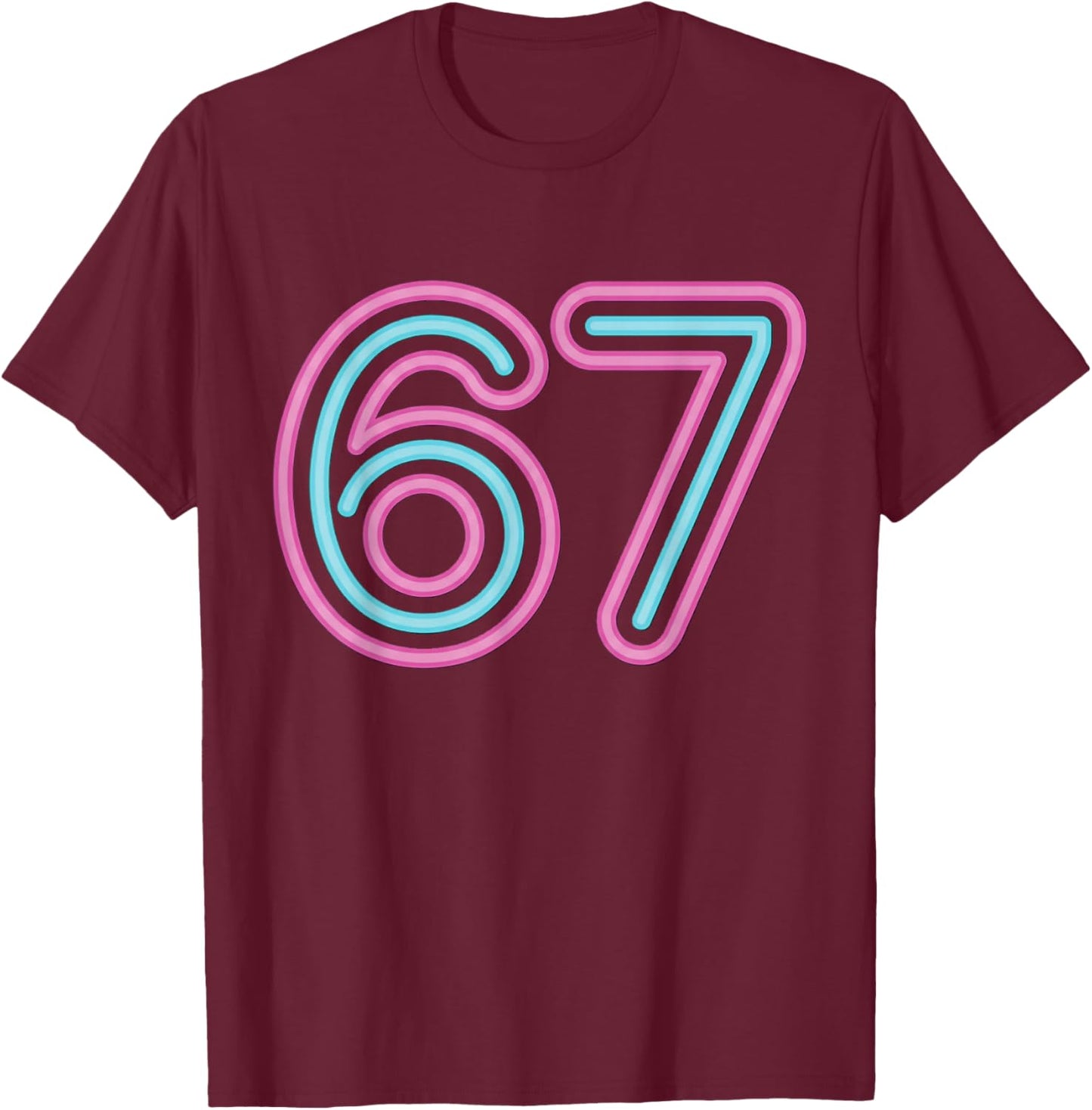 67 Pink and Blue Retro Glow T-Shirt - T-Shirt | Maroon