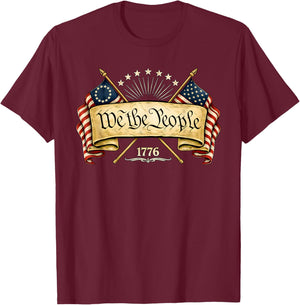 Patriotic Two Flags 1776 2026 We The People T-Shirt - T-Shirt | Maroon