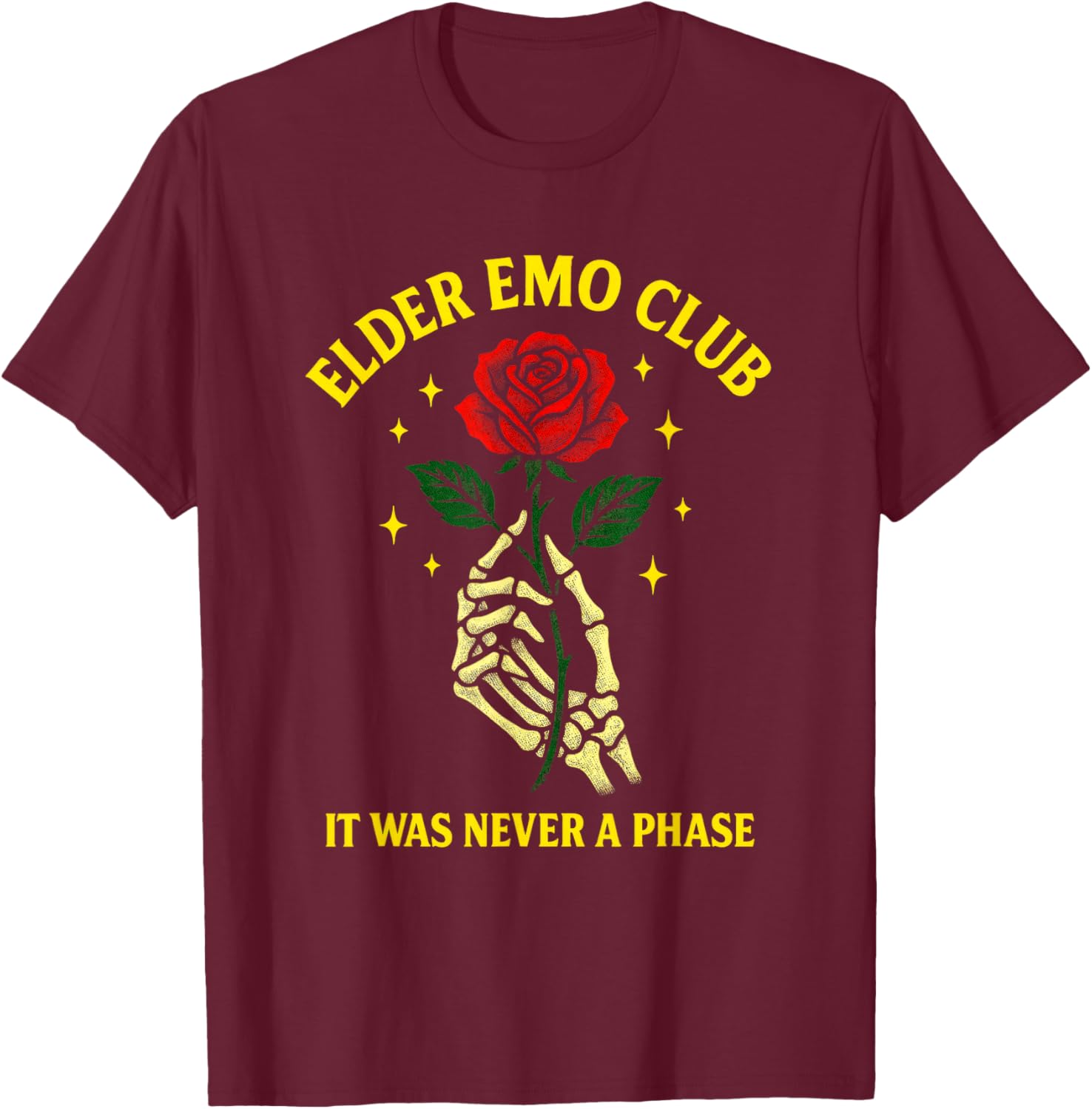 Elder Emo Club - Nostalgic Goth Punk Lovers T-Shirt - T-Shirt | Maroon