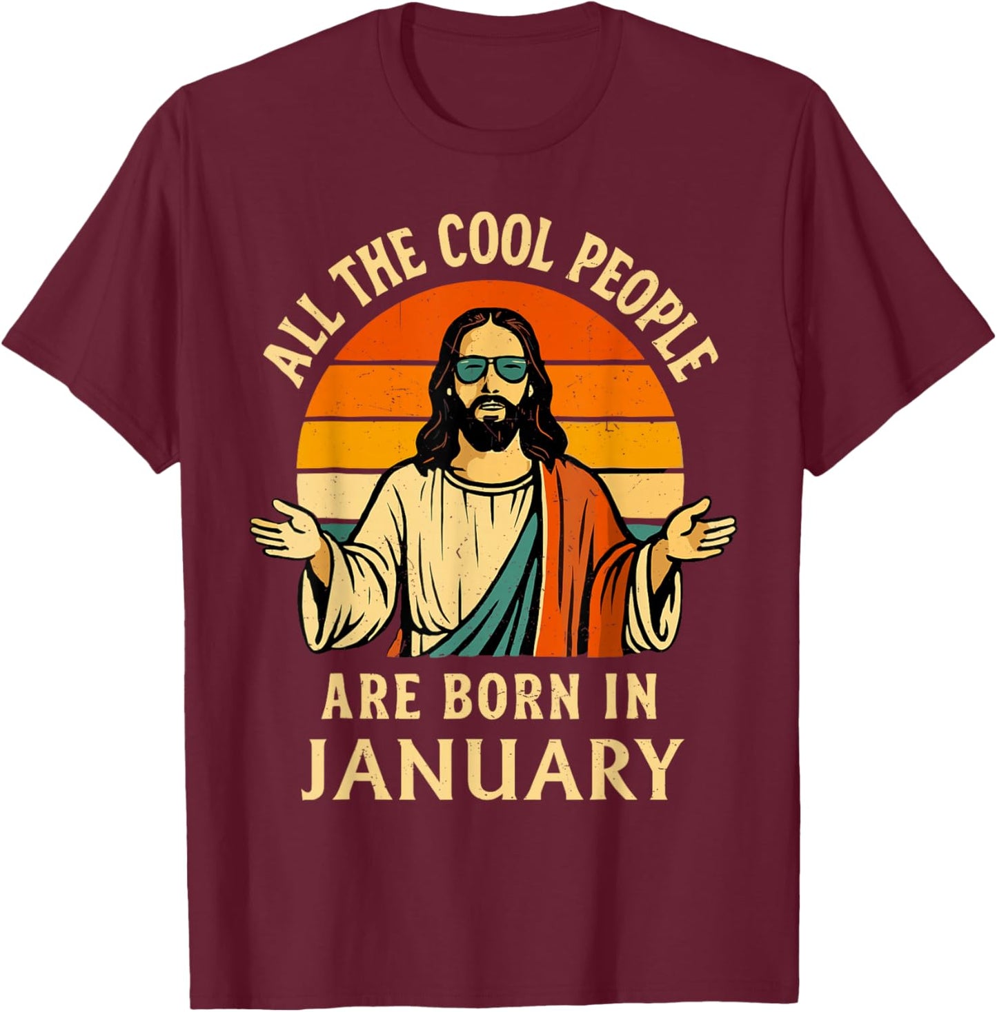 Vintage Cool People are Born in January Christian Birthday T-Shirt - T-Shirt | Maroon