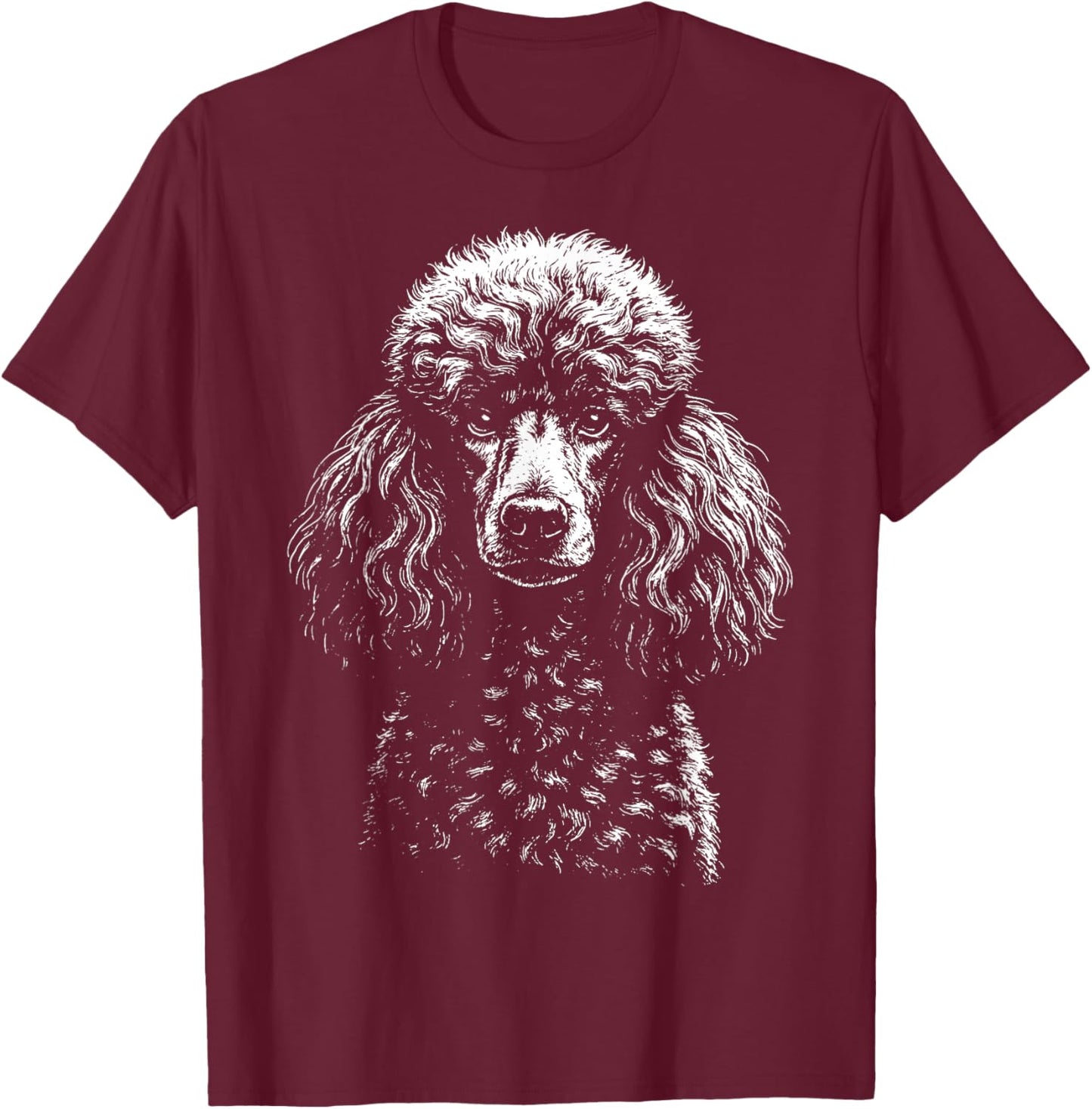 Poodle Illustration T-Shirt - T-Shirt | Maroon
