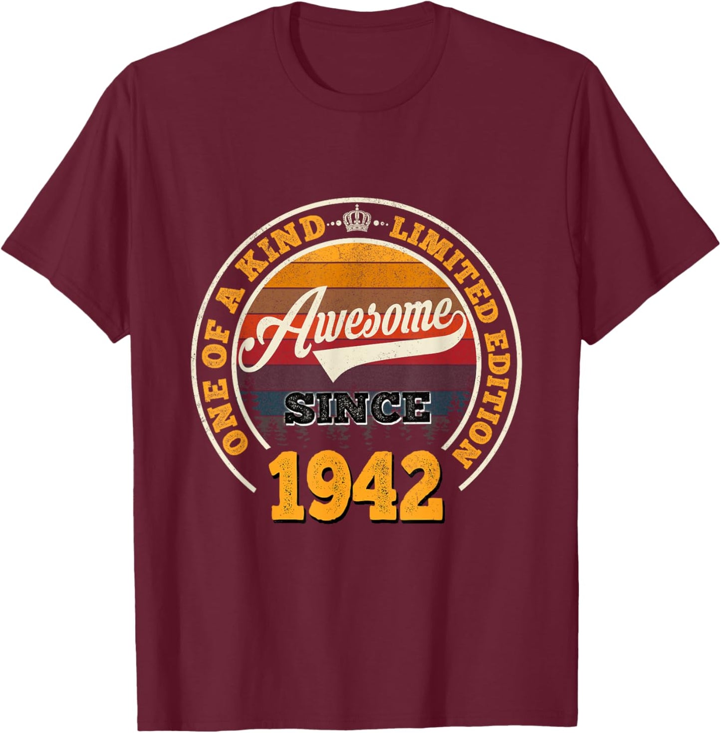 84th Birthday Gift Awesome Since 1942 84 Years Old T-Shirt - T-Shirt | Maroon