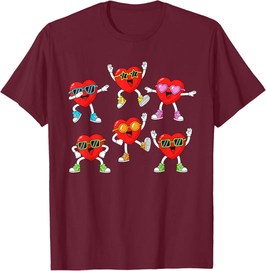 Funny Hearts Valentines Day for Teens Kids Boys Girls T-Shirt - T-Shirt | Maroon