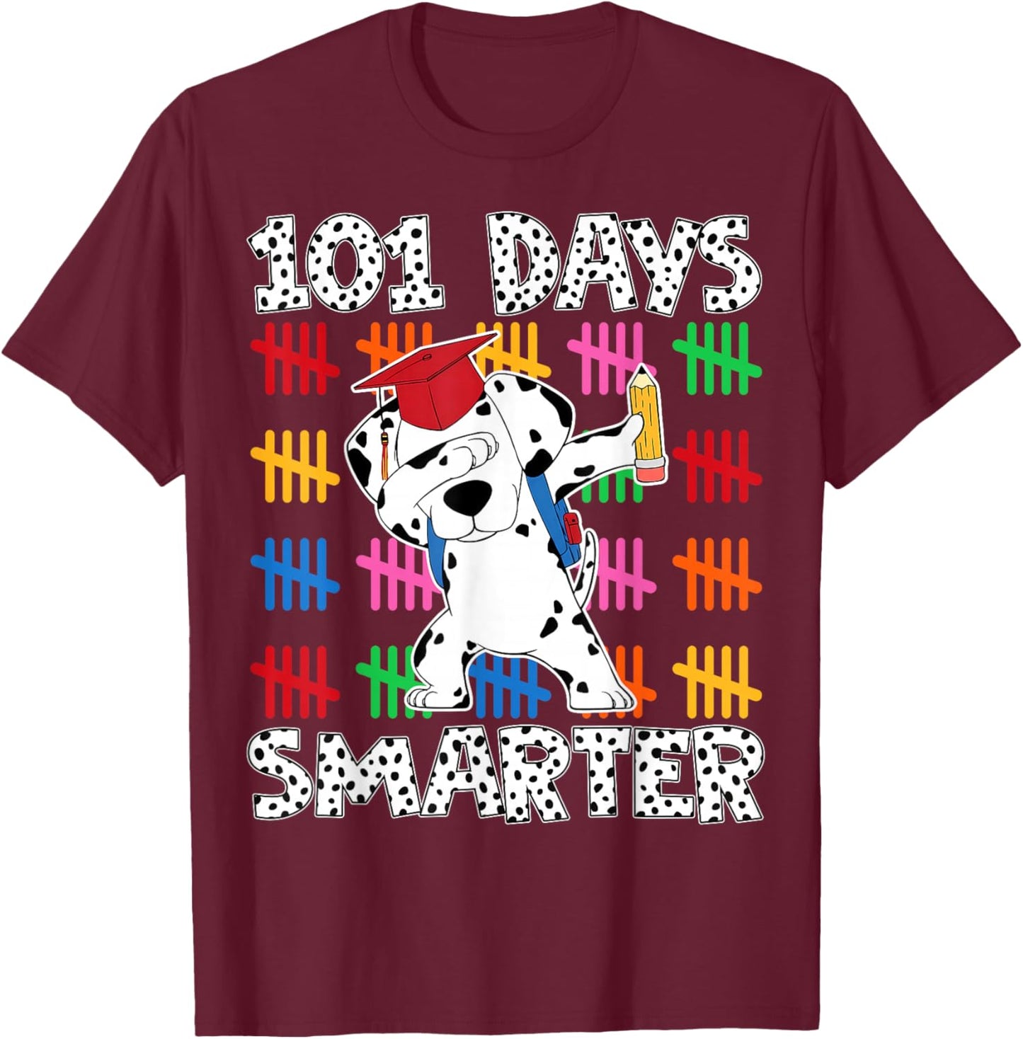 100 Days of School Smarter Dabbing Dalmatian Dog Boys Kids T-Shirt - T-Shirt | Maroon