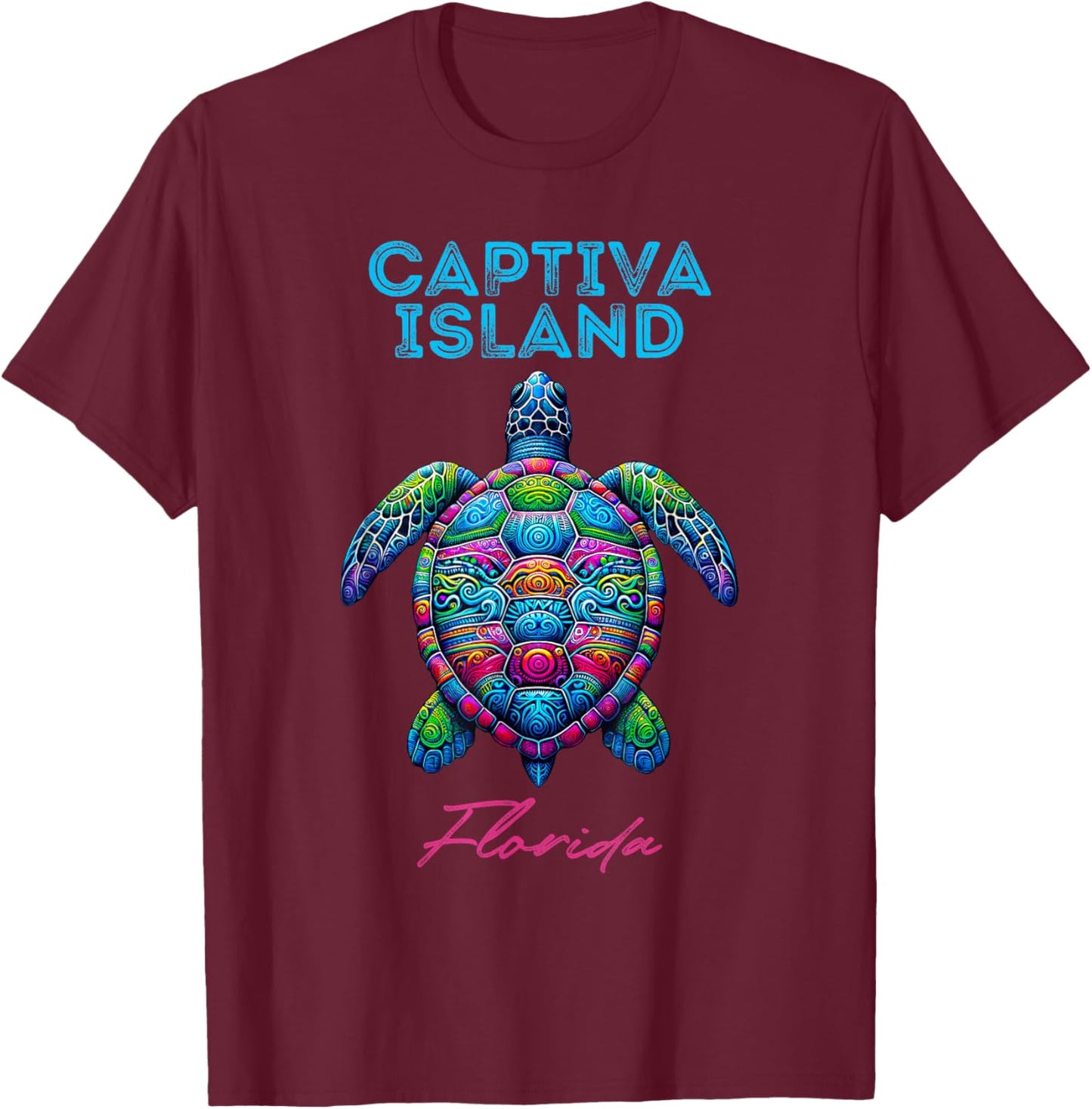 Captiva Island Florida Tribal Beach Sea Turtle T-Shirt - T-Shirt | Maroon