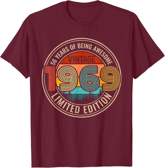 56 Years of Being Awesome 1969 Original Parts 56th Gifts T-Shirt - T-Shirt | Maroon