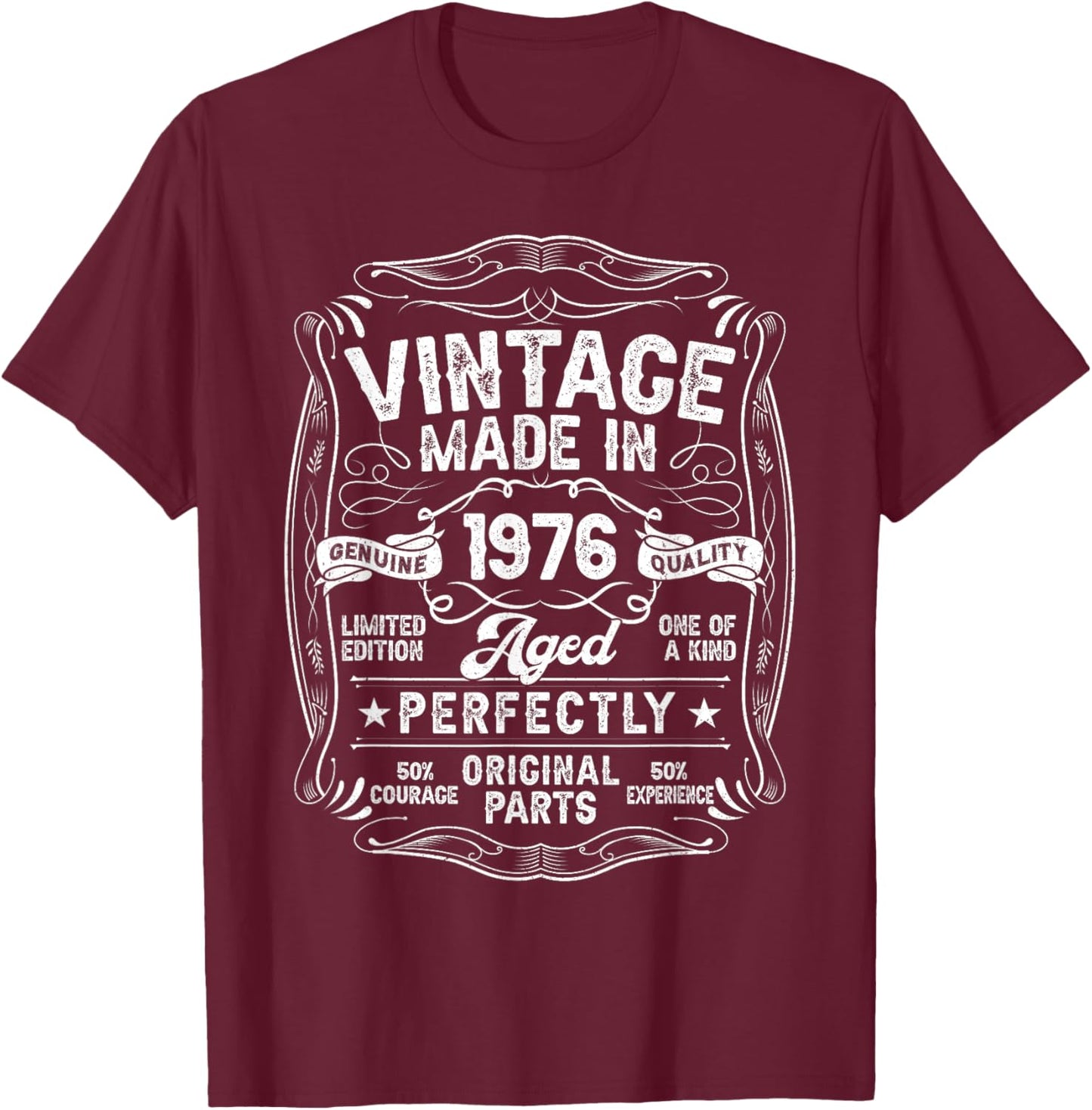 Vintage 1976 50yr 50th Birthday Gifts 50 Years Old T-Shirt - T-Shirt | Maroon