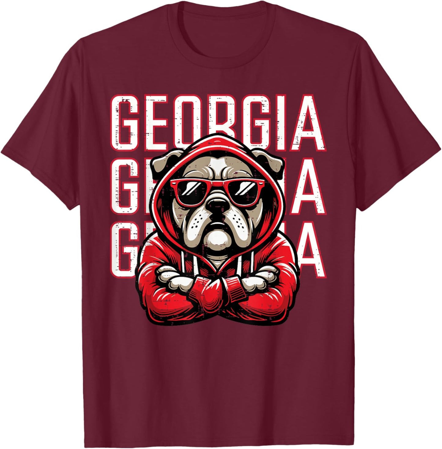 Bulldog Boys Youth Teen Kids Men Girls Women T-Shirt - T-Shirt | Maroon