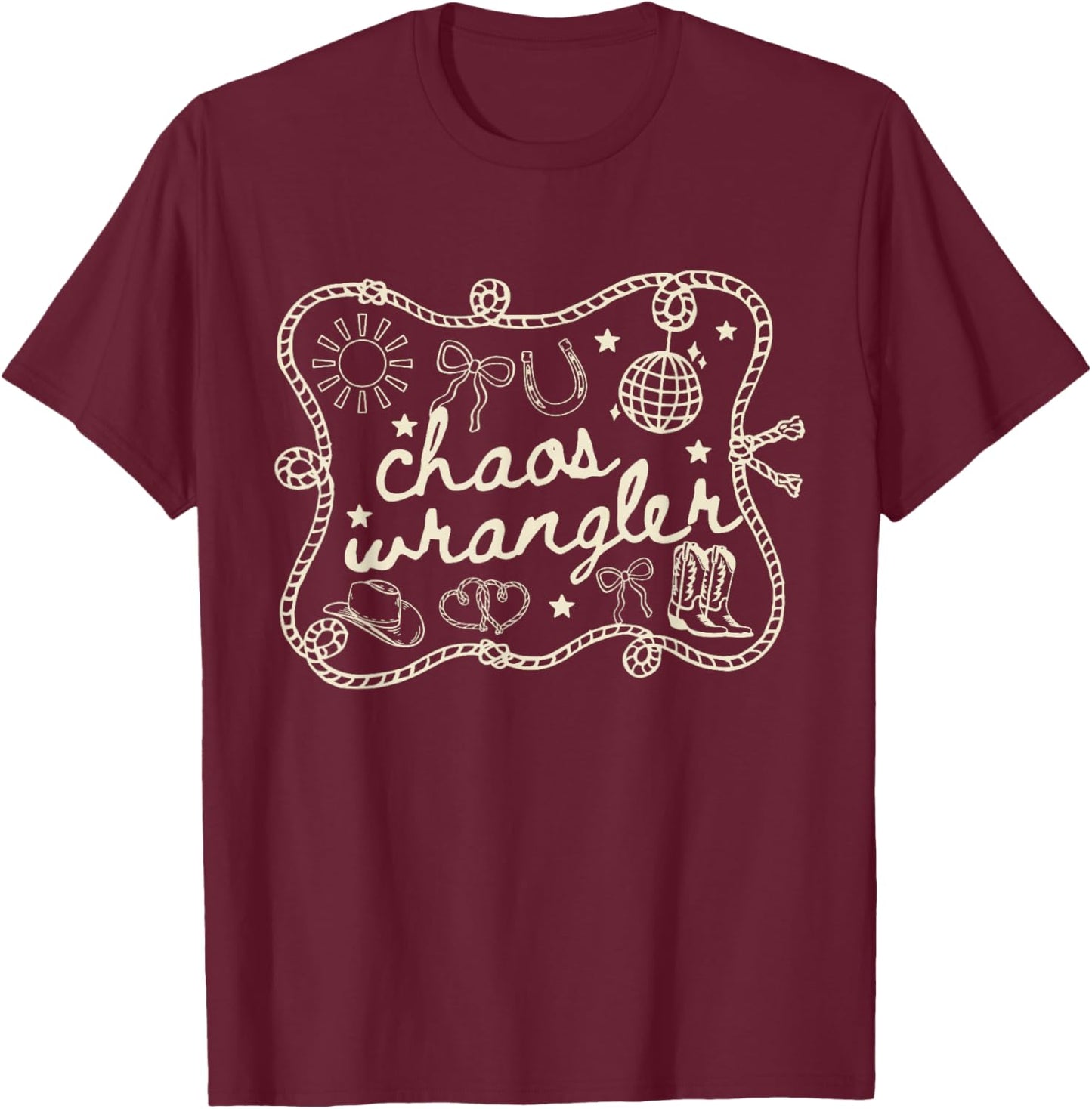 Chaos Coordinator Wrangler Western Teacher Admin Assistant T-Shirt - T-Shirt | Maroon