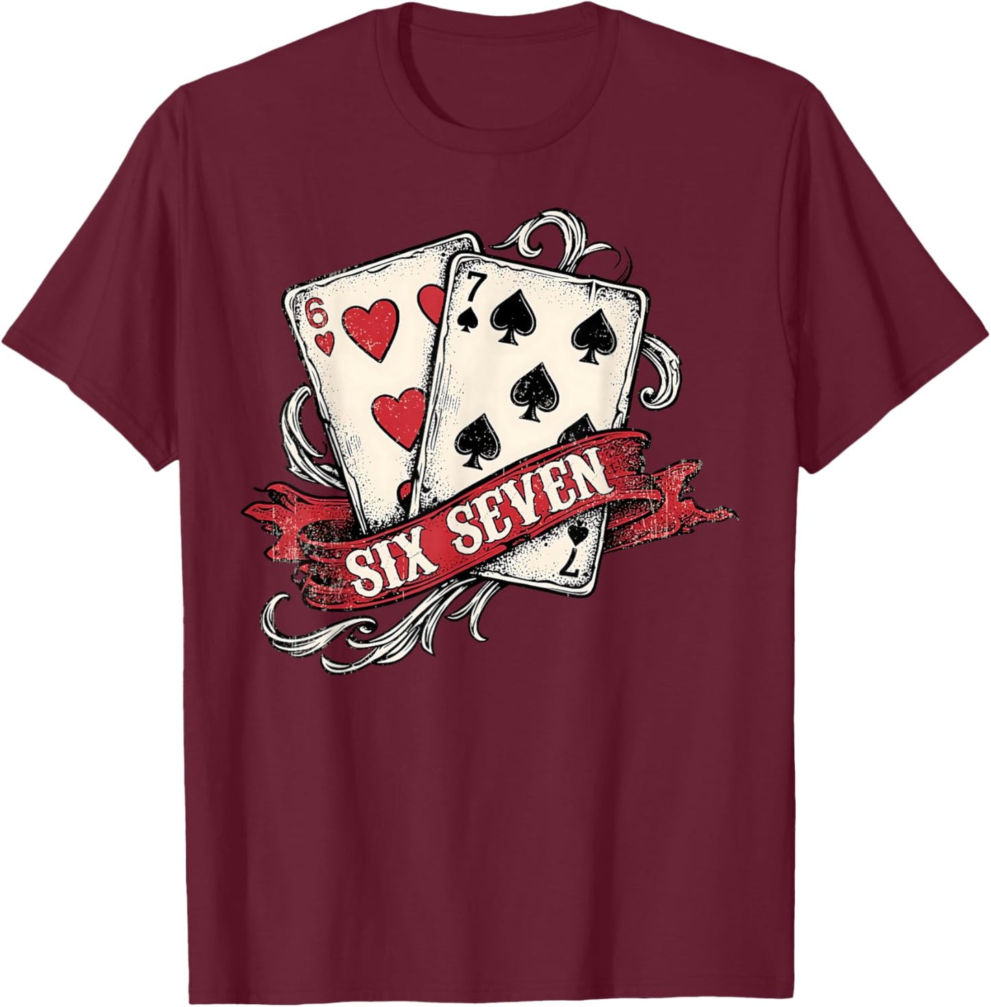 67 Valentine's Day Six Seven Meme Hearts Men Women T-Shirt - T-Shirt | Maroon