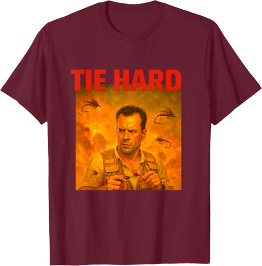 Tie Hard Fly Fisherman Fishing T-Shirt - T-Shirt | Maroon