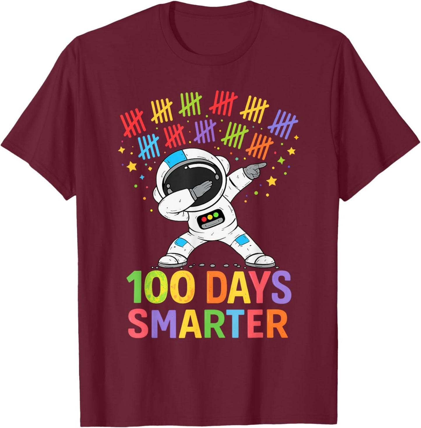 100 Days Smarter Astronaut Space 100th Day of School Boy Kid T-Shirt - T-Shirt | Maroon