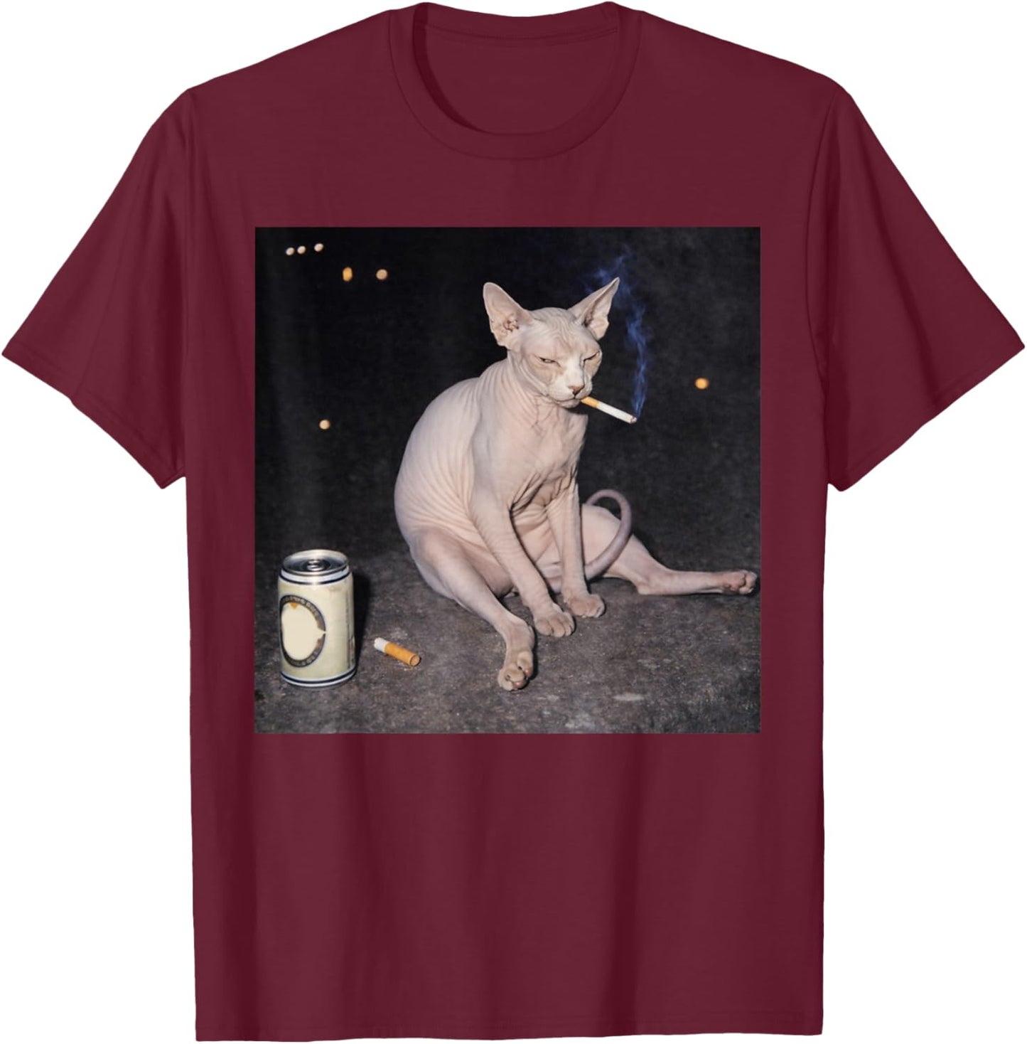 Funny Smoking Cat Meme T-Shirt - T-Shirt | Maroon