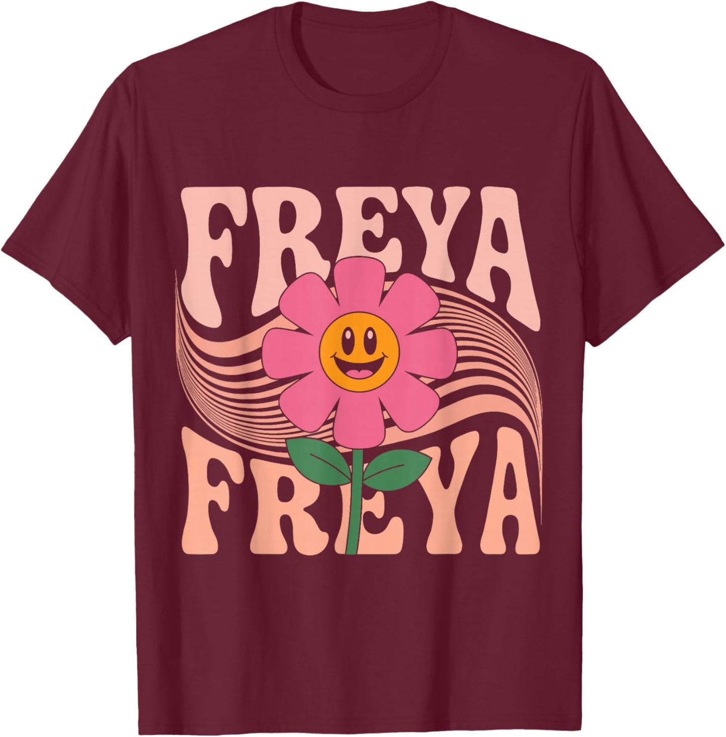 Freya First Name Floral Personalized Women Kids T-Shirt - T-Shirt | Maroon