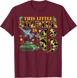 6 Years Old Soldier Birthday Boy 6th Birthday Camo T-Shirt - T-Shirt | Maroon