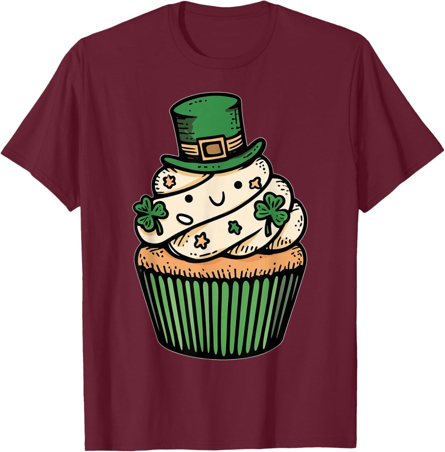 Cupcake Baking Baker St. Patricks Day Pattys Day Irish Luck T-Shirt - T-Shirt | Maroon