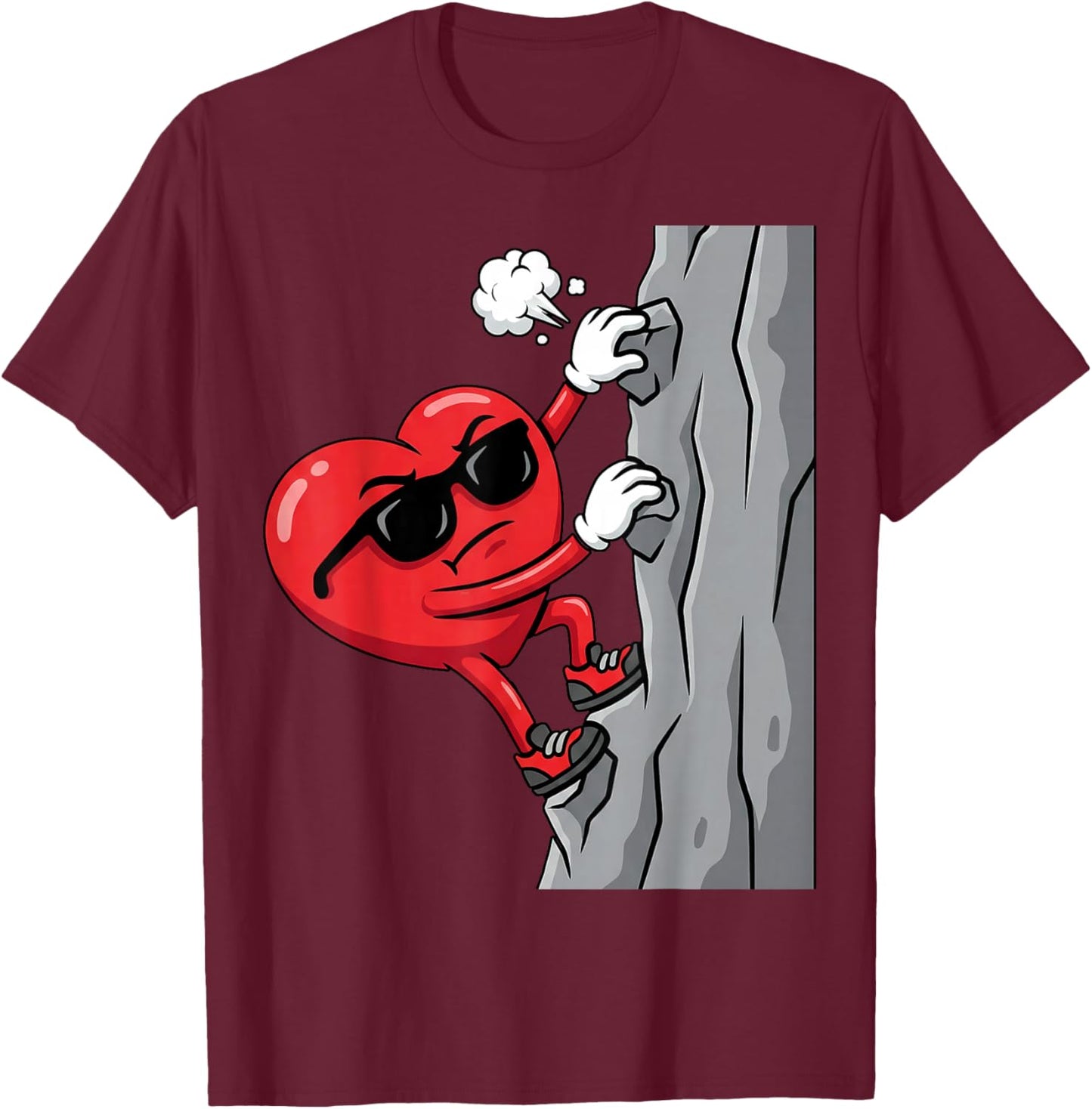 Love Rock Climbing Cute Valentines Day T-Shirt - T-Shirt | Maroon