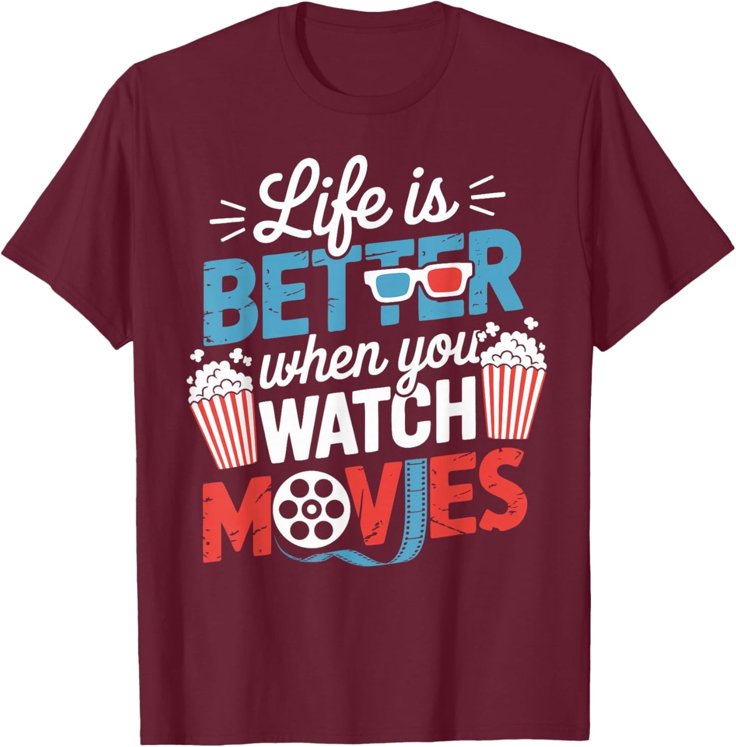 Movie Lover Film Theater Cinema T-Shirt - T-Shirt | Maroon