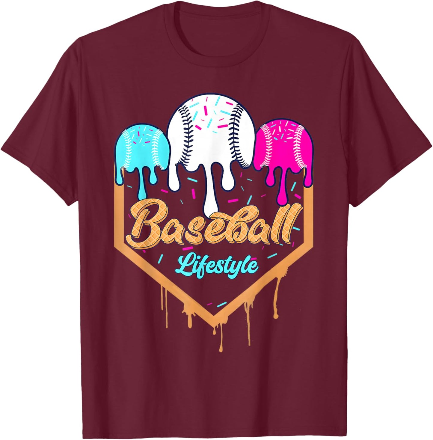Baseball Life Style 101 Apparel Youth Drip Baseball Boys Kid T-Shirt - T-Shirt | Maroon