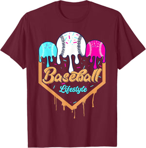 Baseball Life Style 101 Apparel Youth Drip Baseball Boys Kid T-Shirt - T-Shirt | Maroon