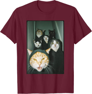 Gangster Cats Cat Selfie Cat Lovers Funny Cat Memes Brainrot T-Shirt - T-Shirt | Maroon