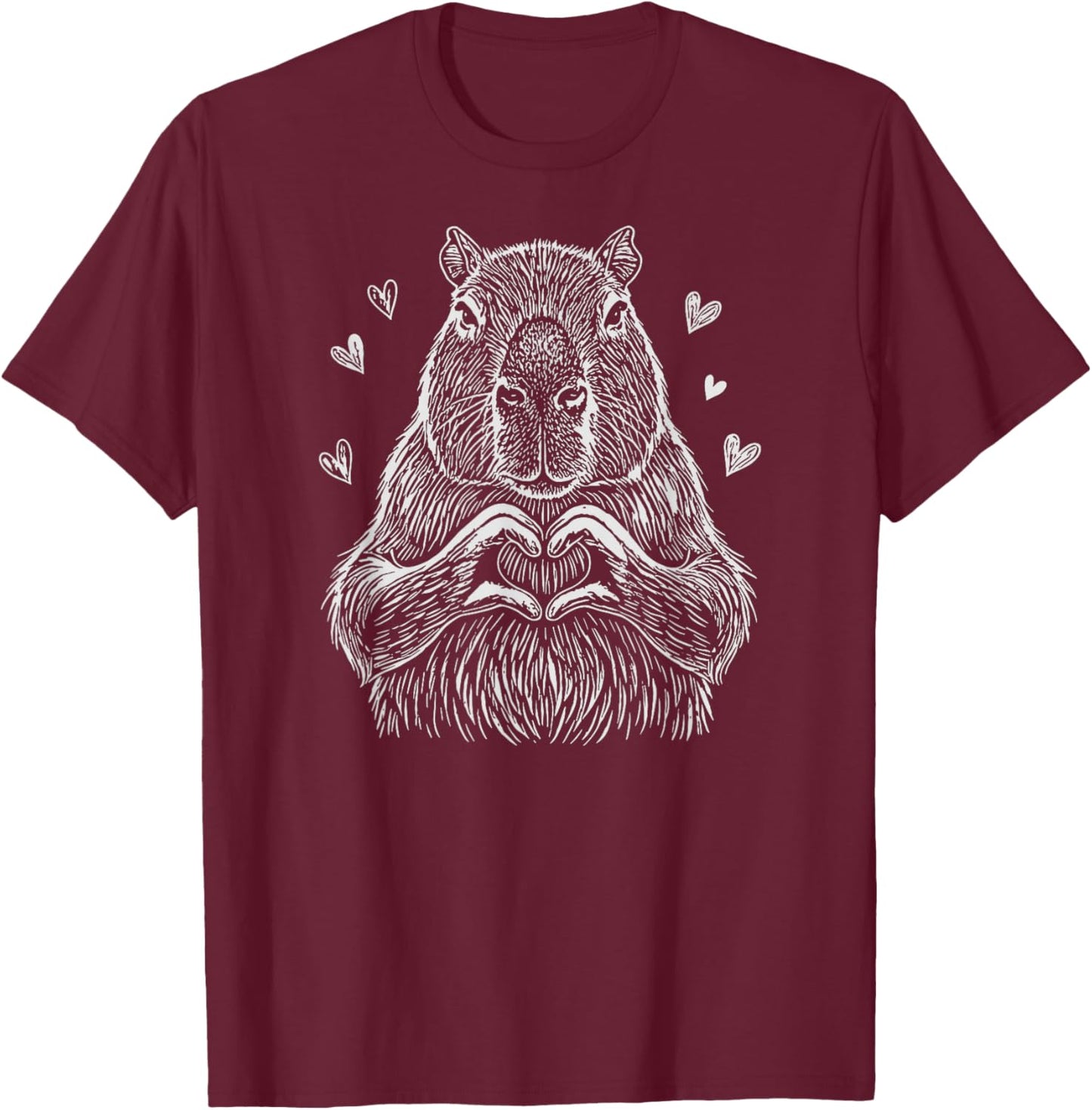 Cute Capybara Valentine's Day T-Shirt - T-Shirt | Maroon