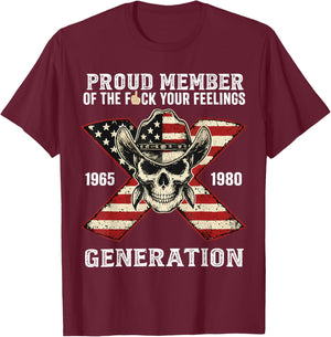 Gen X Proud Member of Gen X Skeleton Gen X Men Women T-Shirt - T-Shirt | Maroon