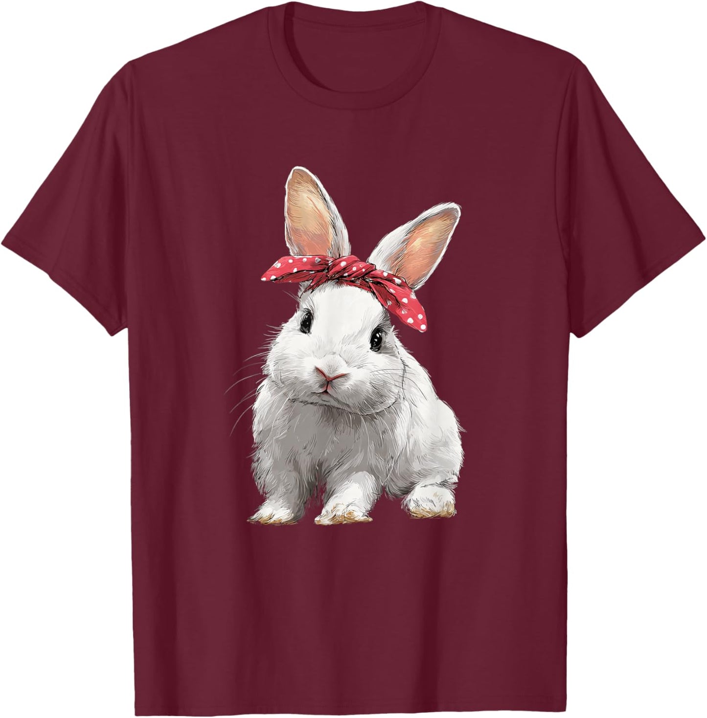 Cute Easter Bunny Rabbit Bow T-Shirt - T-Shirt | Maroon