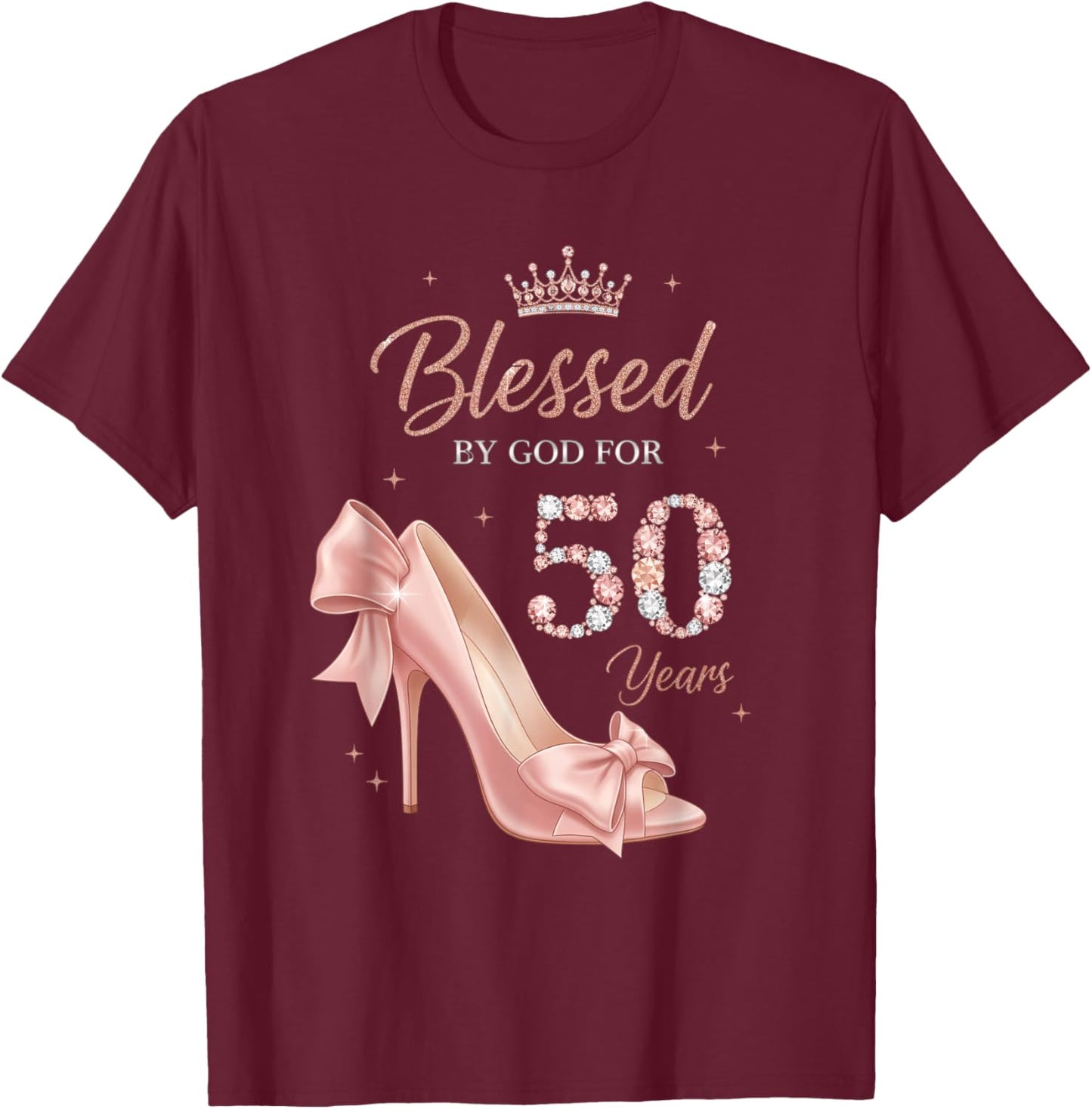 Christian Blessed by God for 50 Years - 50th Birthday Celebr T-Shirt - T-Shirt | Maroon