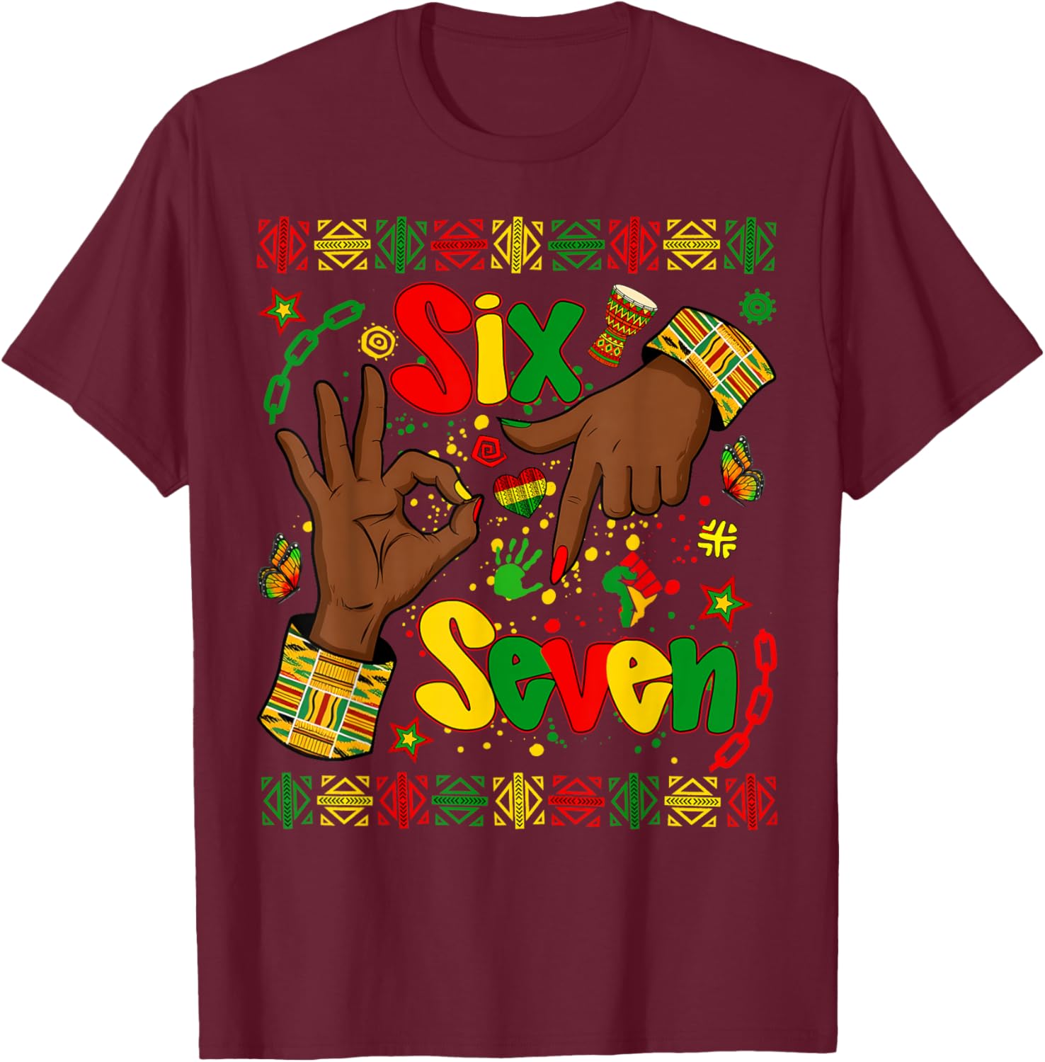Black History Month 67 Six Seven Meme African American T-Shirt - T-Shirt | Maroon