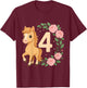 4th Birthday Girl Pony Horse Flowers 4 Years Old T-Shirt - T-Shirt | Maroon